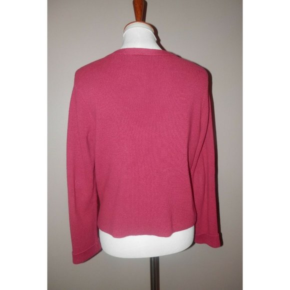 ANN TAYLOR LOFT Sweater M Red Cardigan Zipper - Picture 3 of 4